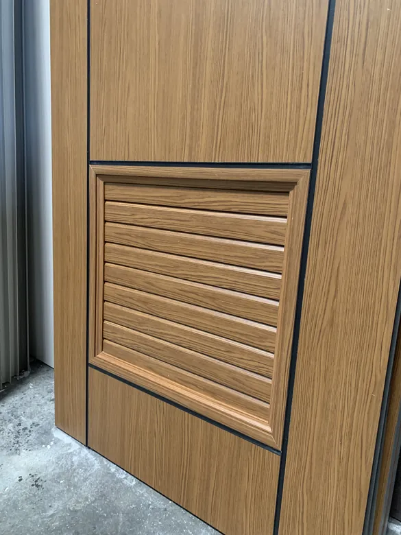 Louvered Polydoor panel seen up close