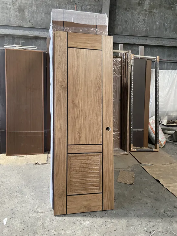 A finished Polydoor leaf standing in the workshop