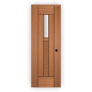 PVC Ultra Door with Glass and Laminated Louver - Modern Bathroom Door Design 2002