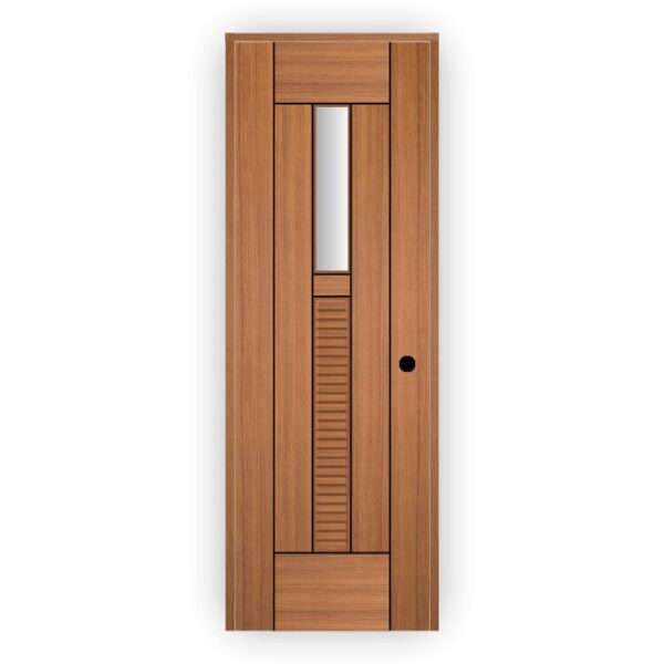 PVC Ultra Door with Glass and Laminated Louver - Modern Bathroom Door Design 2002
