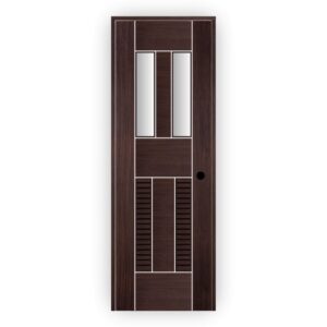 PVC Ultra Door with Glass and Laminated Louver - Modern Bathroom Door Design 2003